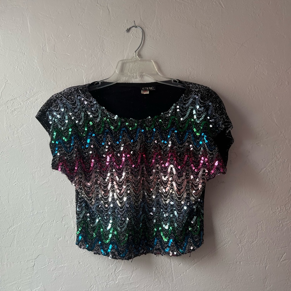 Vintage 80’s Rainbow Sequins Top